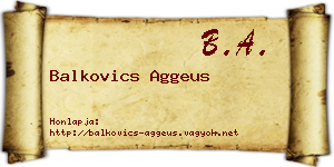 Balkovics Aggeus névjegykártya